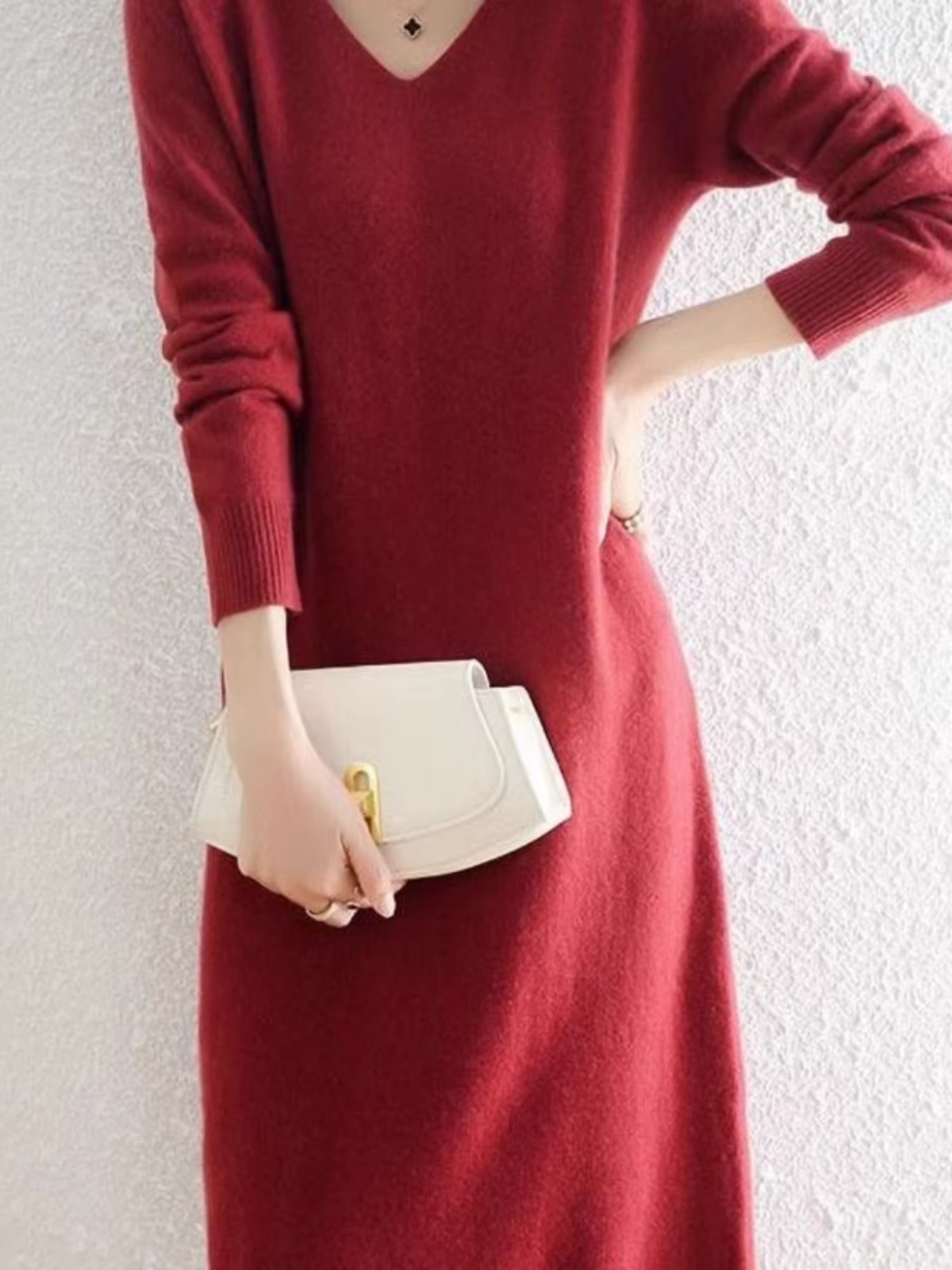 Pull en cachemire femmes robes laine automne hiver nouvelle robe longue tricotée élégante femme déco
