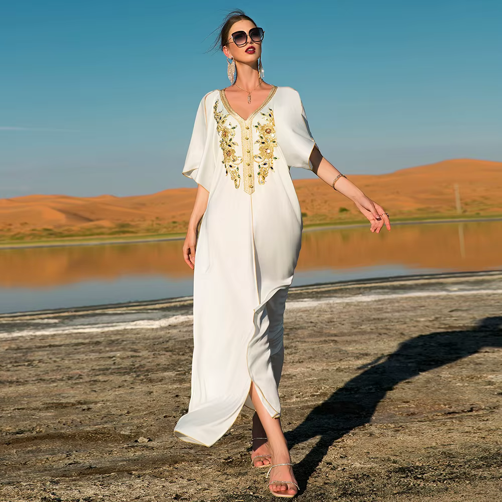 Robe brodée pour femmes musulmanes de l'Aïd, Kaftan, Abaya de Dubaï, vêtements islamiques arabes d'é