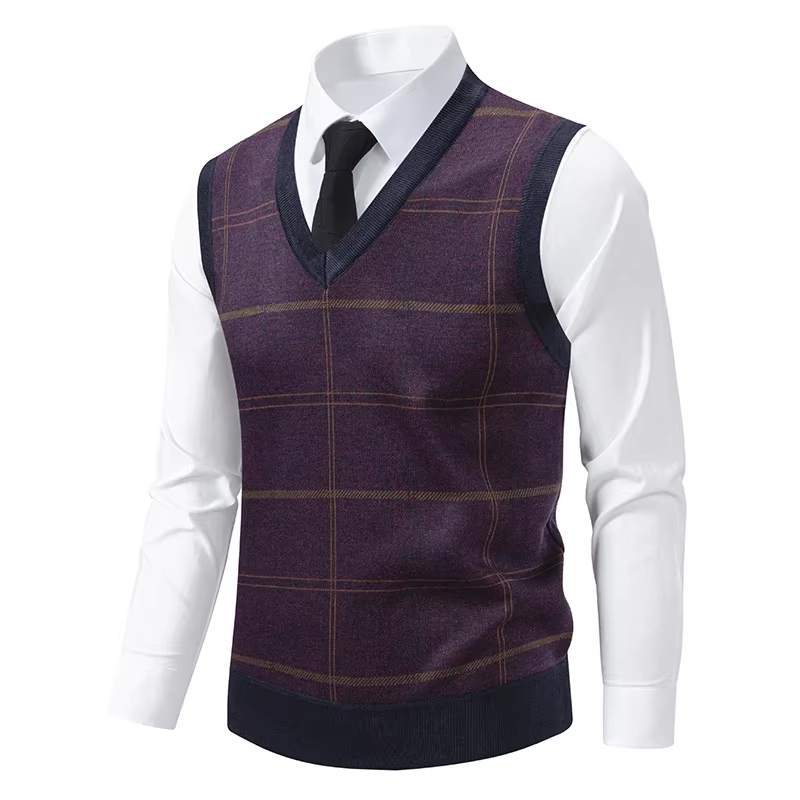 Pull tricoté à col en v pour hommes, chaud, automne hiver, grille de diamant, fleur torsadée, décont