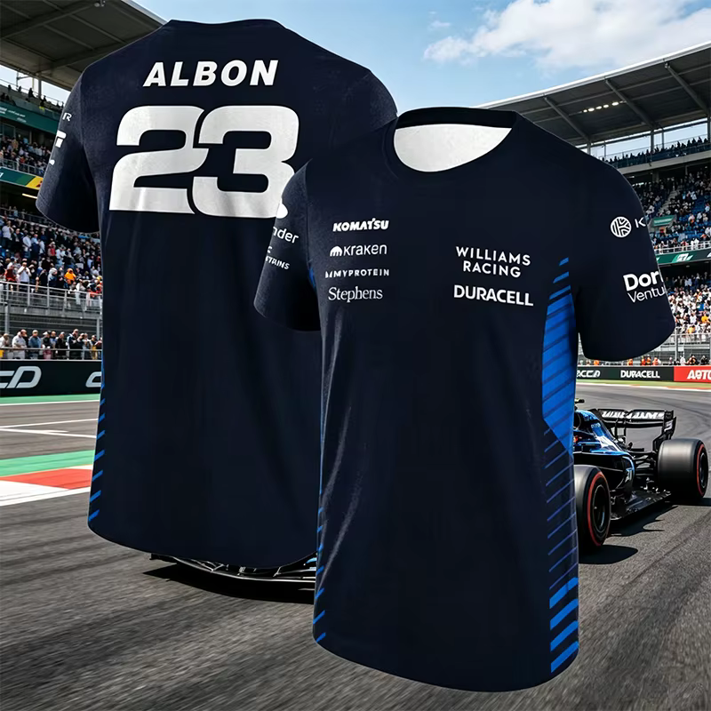 T-shirt Williams Racing Albon 2026 pour fans – Maillot de cyclisme à manches courtes pour sports ext