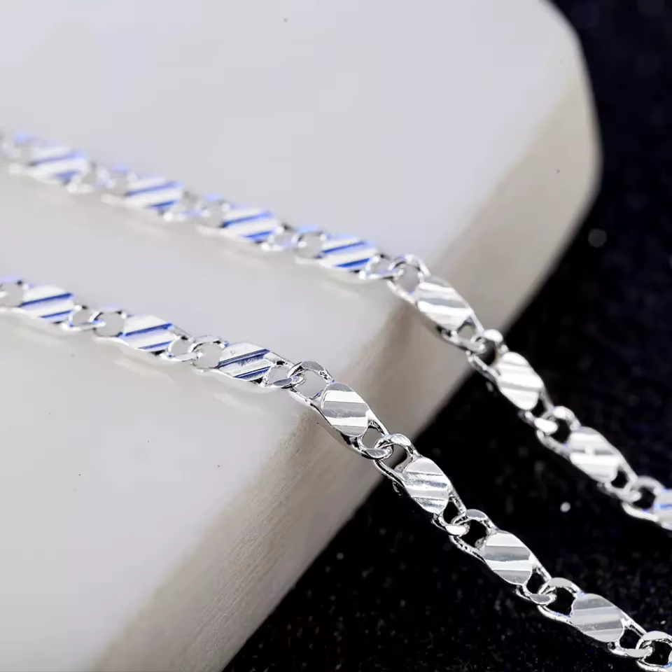Collier en or 18 carats tendance, chaîne latérale de 2 mm, 16/18/20/22/24/26/28/30 pouces, pour femm