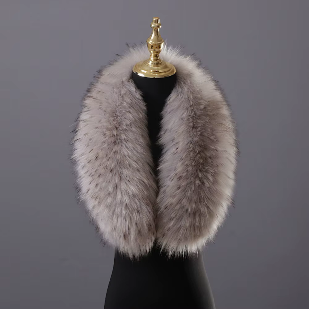 Nouveau 80 cm grand col en fausse fourrure détachable garder au chaud fourrure col gris vestes capuc