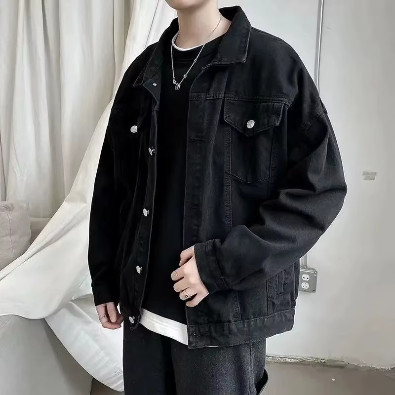 Veste Courte en Denim Noir pour Homme, Jean, Coupe-Vent Décontracté, Poches, Salopette, Bomber, Stre