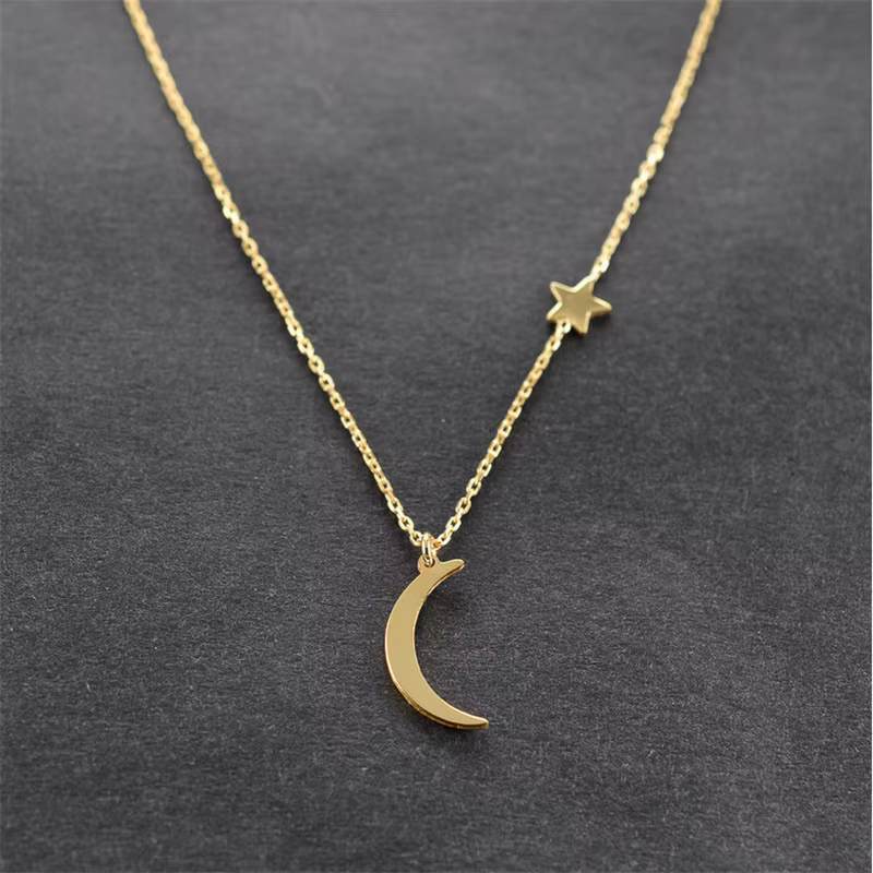Colliers de la présidence de la lune étoile pour femmes, document doré, liens métalliques, bijoux co