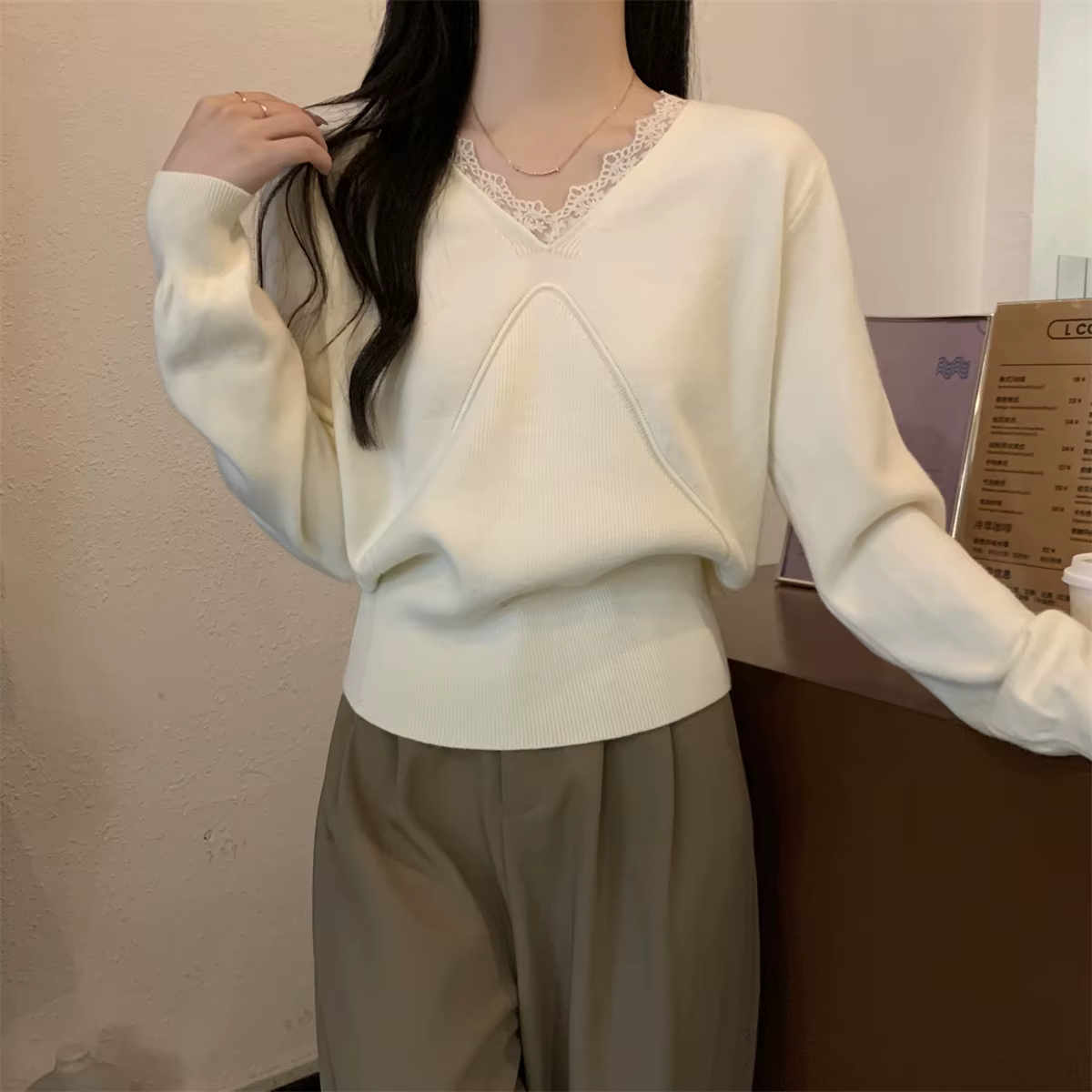 70 nouveaux pulls tricotés à col en V pour femmes au printemps et en été, un pull à manches longues