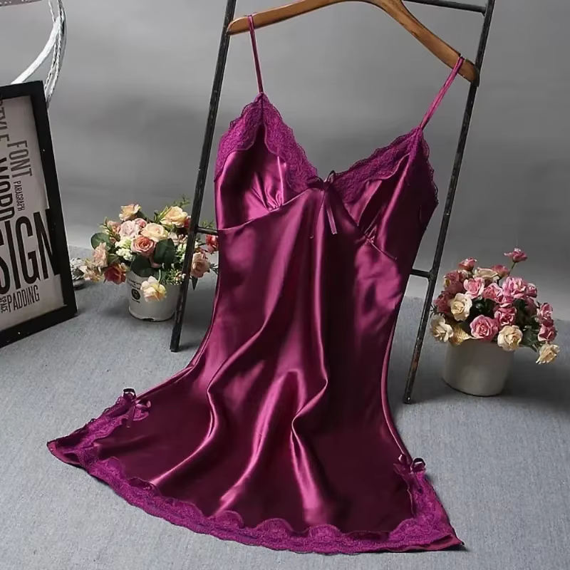Sexy dentelle Patchwork Camisola Lingerie nuisette robe de mariée vêtements de nuit chemise de nuit