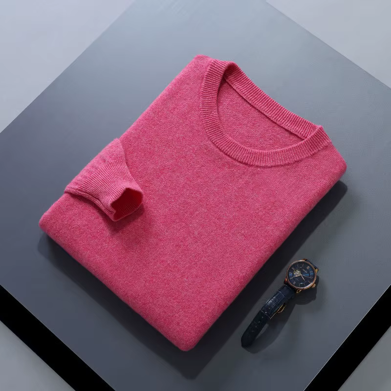 Pull en cachemire à col rond pour homme, nouvelle mode, chaud, manches longues, ample, tricoté, Busi