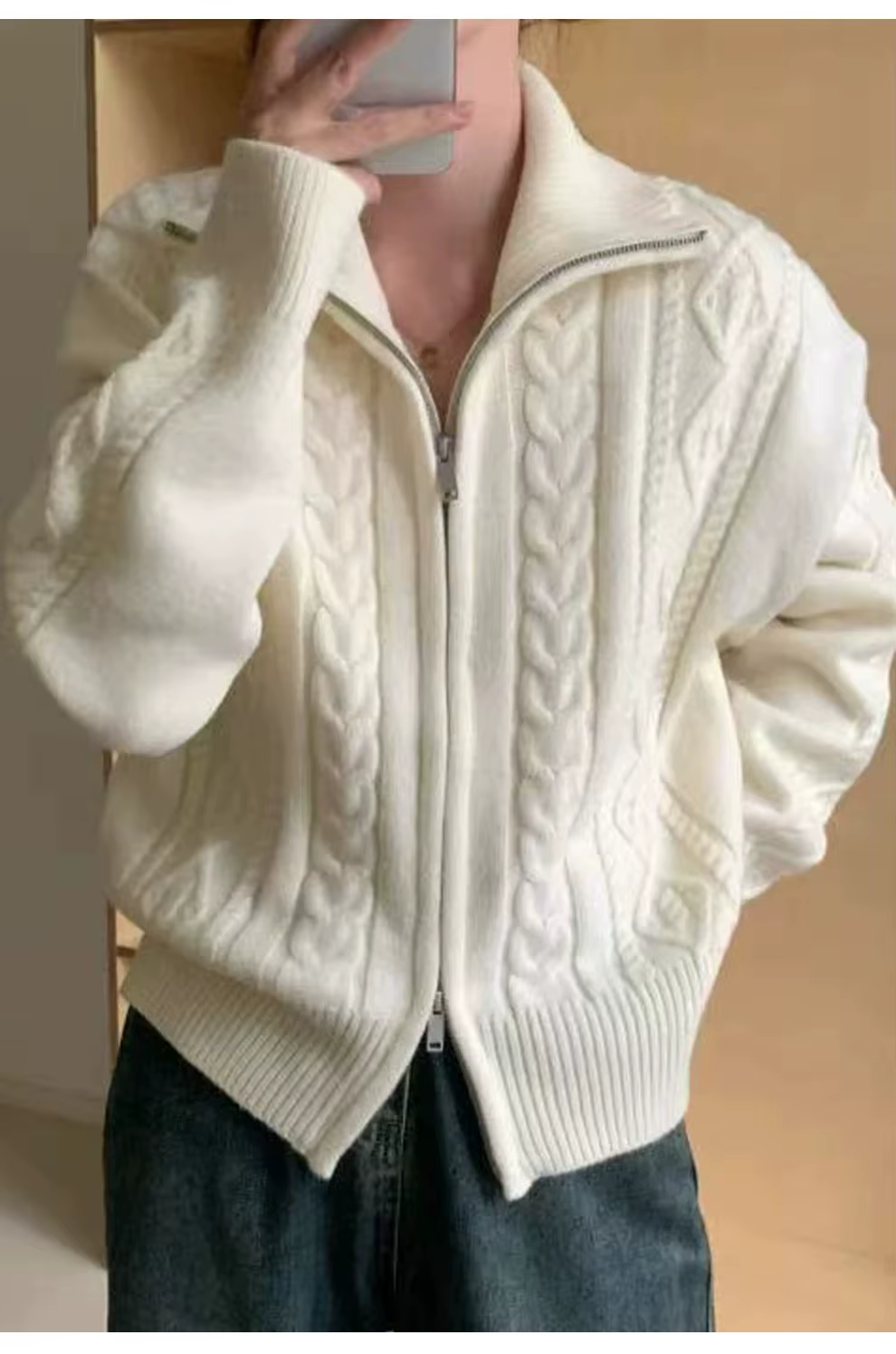 Cardigan 100% cachemire pour femmes, col haut, pull ample et doux pour l'automne et l'hiver, pull tr