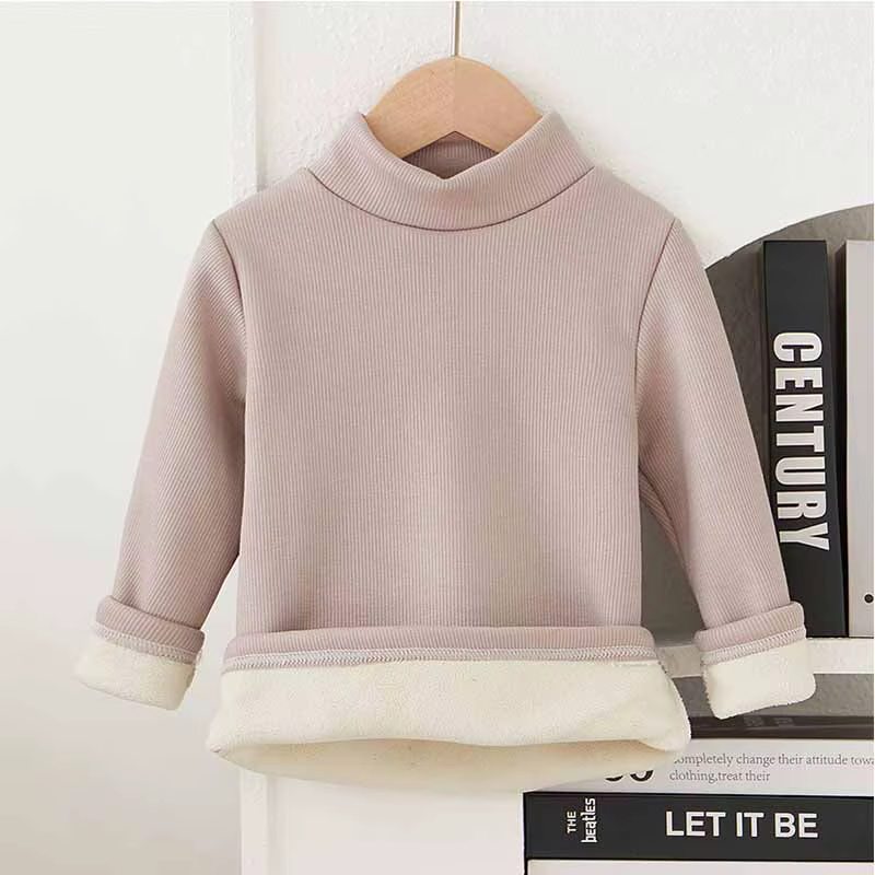 Pull Épais Rembourré pour Enfant Fille et Garçon, Chemise à Fond Solide et Chaud, Mode Décontractée,