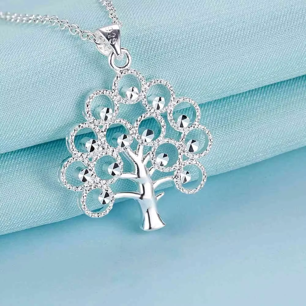 Collier avec pendentif arbre fin en argent Sterling 925 pour femmes, 45cm, breloques à la mode, cade