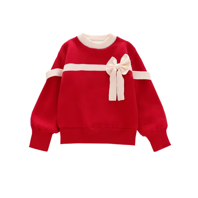 Interrupteur pull pour bébé fille avec un nœud, pull pour enfants, tricots ajustés pour enfants, doc