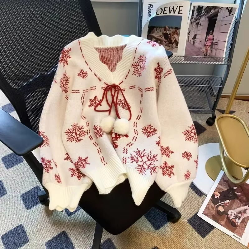 Pulls de Noël à manches longues pour femmes, pulls College vintage, pulls d'automne et d'hiver, nouv