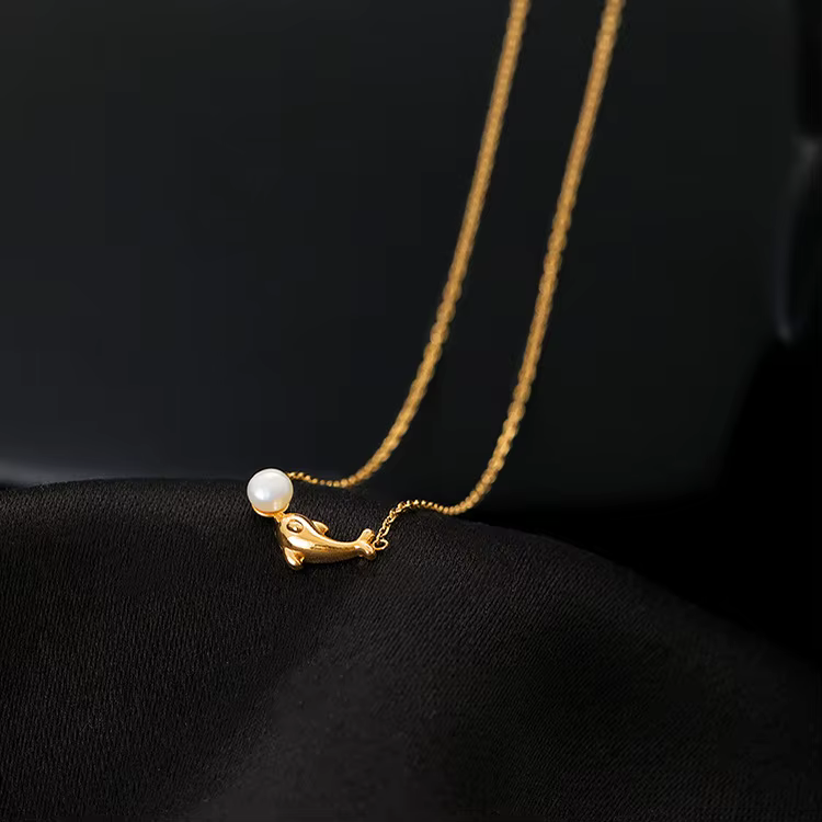 Collier avec pendentif en forme de petit dauphin pour femmes, exquis et mignon, Mini baleine, Ultra-
