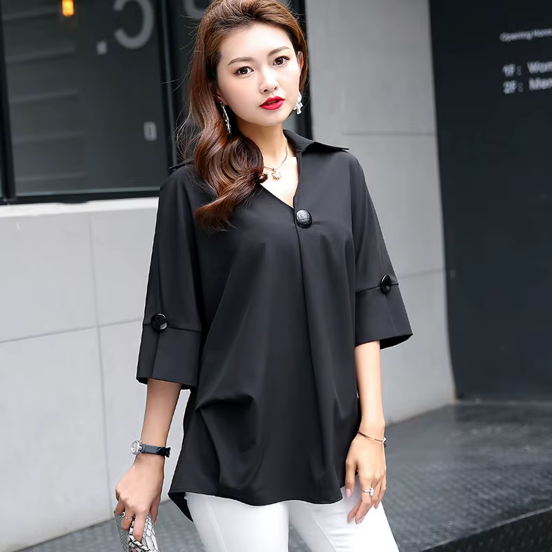 Pull en mousseline de soie au design simple et polyvalent pour femme, chemise monochrome, pull chic,