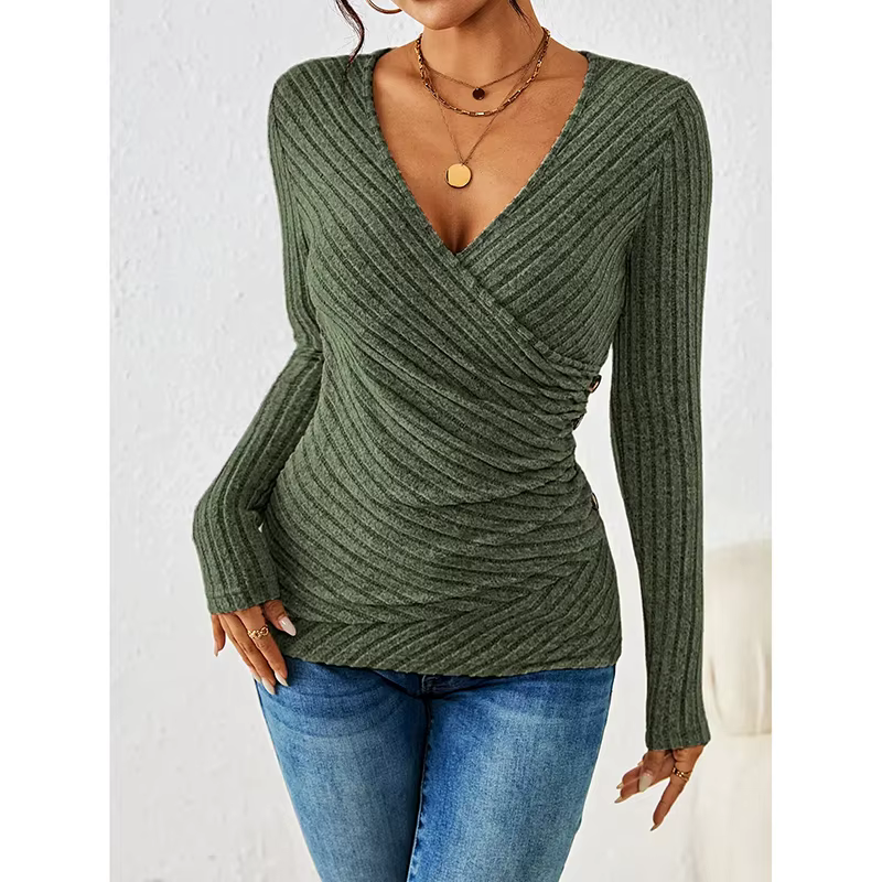 2025 nouveau bouton col en v tricoté femmes pull pulls automne hiver basique femmes chandails ajuste