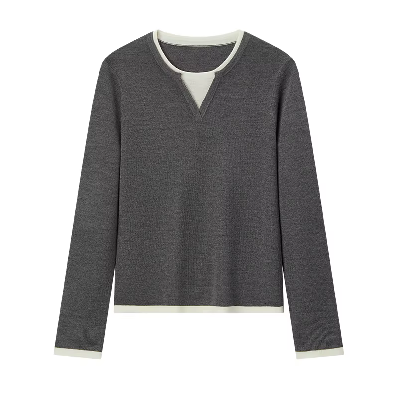 Semir tricoté pull femmes laine contenant col rond coupe ajustée tempérament 2025 hiver NewColorbloc
