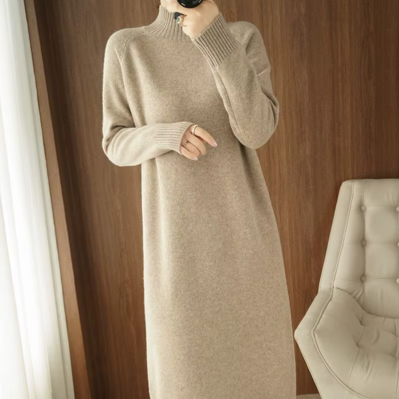 Robe pull en tricot pour femmes, ample, tricotée, une pièce, automne hiver 2025, avec haute qualité,