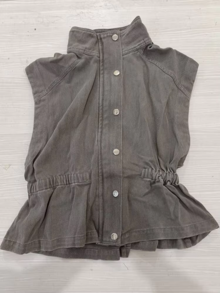Ensembles de pantalons pour femmes en denim, avec gilet sans manches à col roulé et pantalon large t