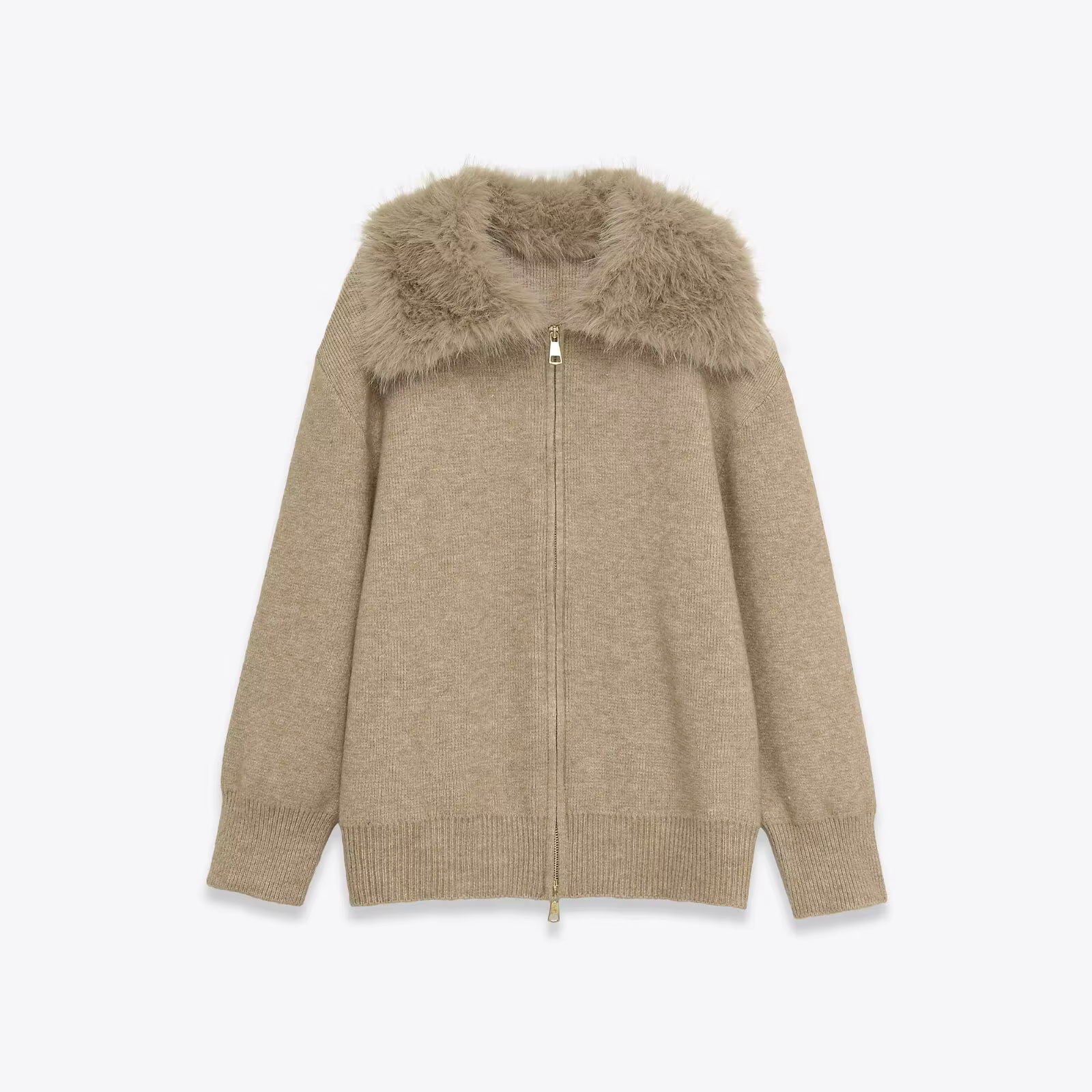 CharmChant Cardigan tricoté pour femmes avec col en fourrure pulls confortables haut en tricot femme
