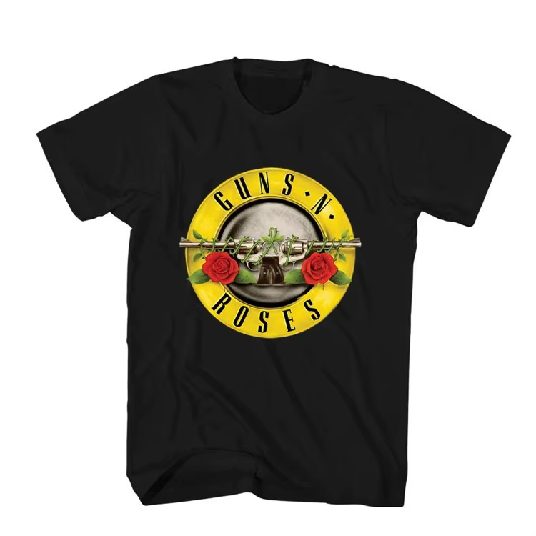 T-shirt décontracté à motif Pistol Rose Guns N' Roses Rock Guns and Roses Band, marque de luxe pour