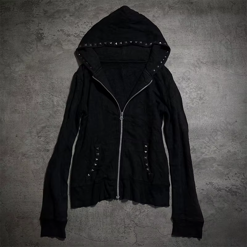 Sweat-shirt à capuche avec col en fourrure pour femme, vêtement gothique, esthétique, décontracté, S