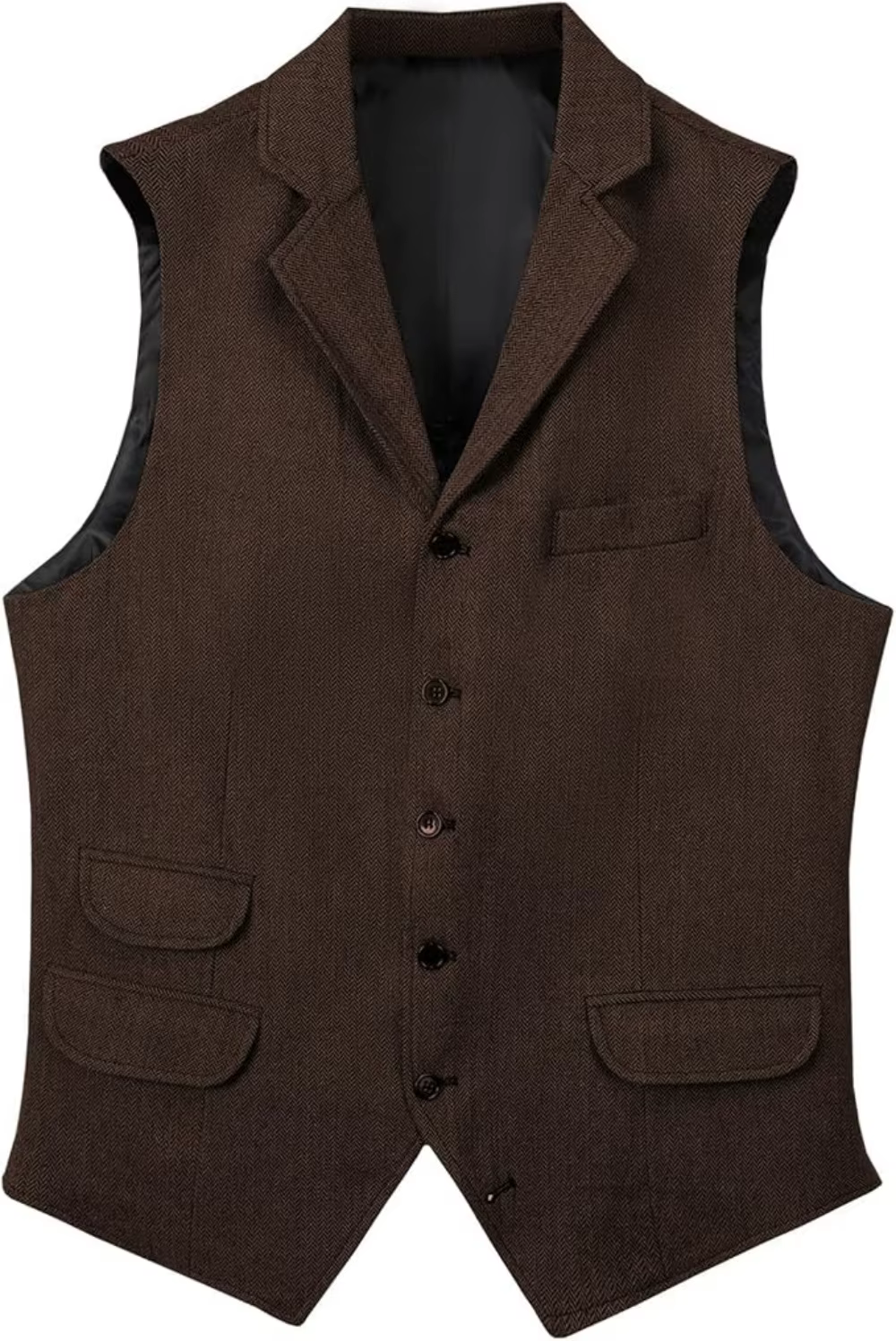 Gilet pour homme en tweed à chevrons, coupe ajustée, pour affaires et mariage