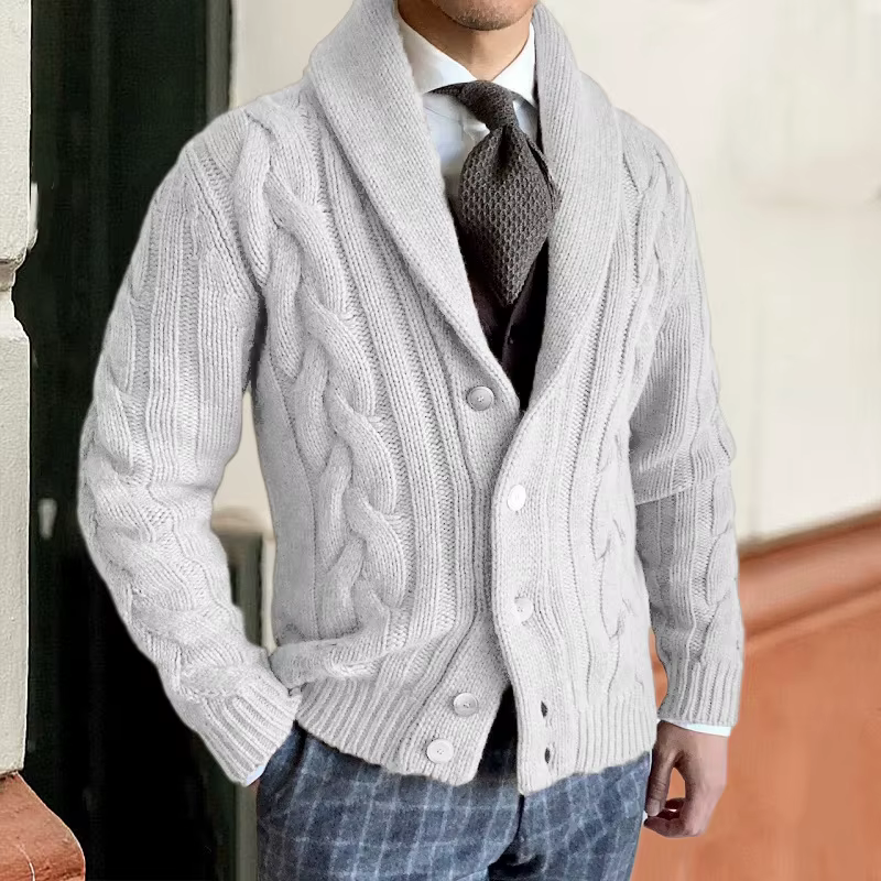 Cardigan tricoté à la mode pour hommes, nouveau Style d'automne et d'hiver 2024, revers, manches lon