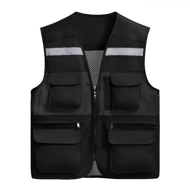 Logo personnalisable travail en plein air pêche voyage Photo gilet maille gilet multi-poches travail