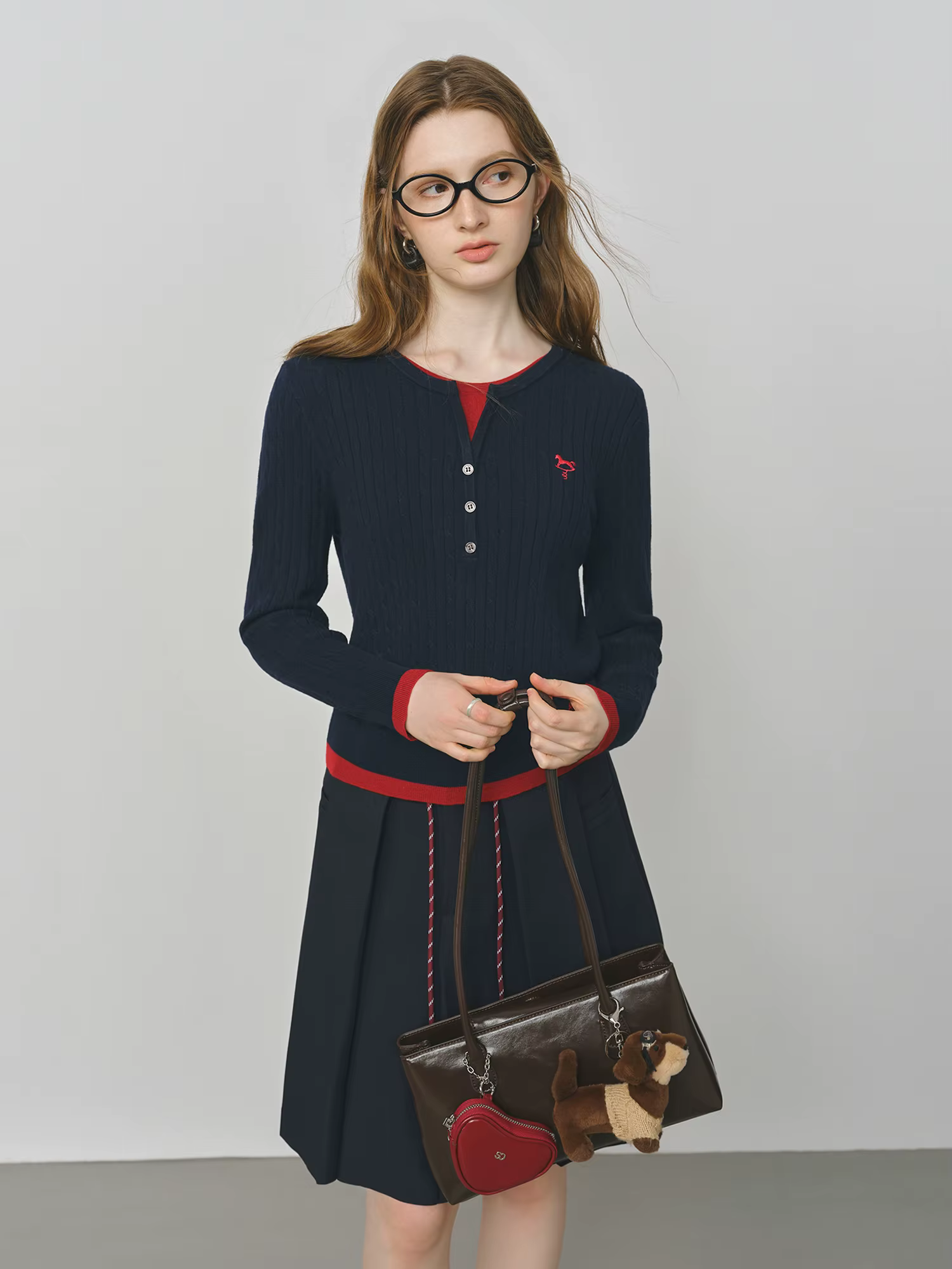 FSLE faux deux pièces Design câble tricot pull pour les femmes 2025 automne nouveau coupe ajustée br