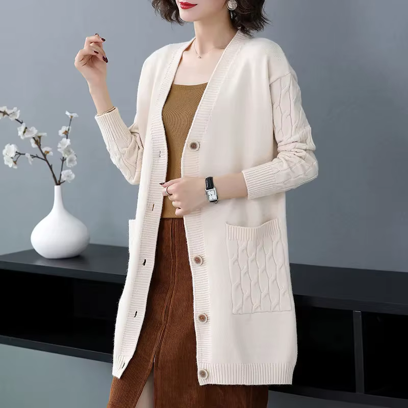 Dames pull veste 2025 automne hiver col en v être tout-match femmes tricot Cardigan pull manteau amp
