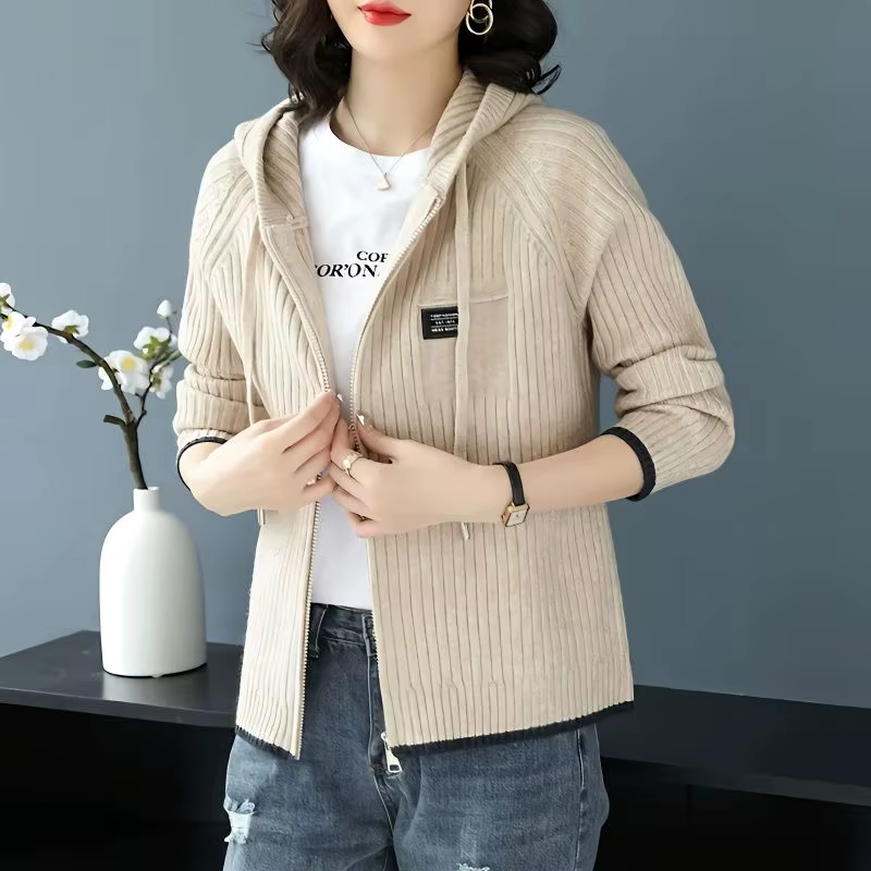 Pull tricoté femme avec fermeture éclair tenue de bureau haut manches longues pour travailler nouvea