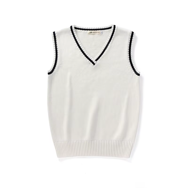 Pull sans manches pour femmes et hommes, col en v, étudiants Preppy, garçons et filles, classique, t