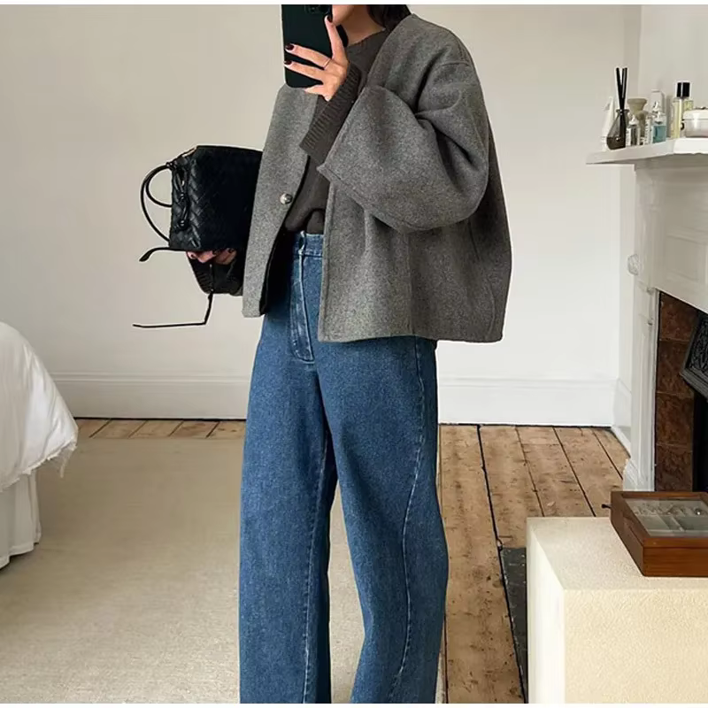 Cardigan à col en V, manteau à bouton unique, mode européenne et américaine 2025, manteau décontract