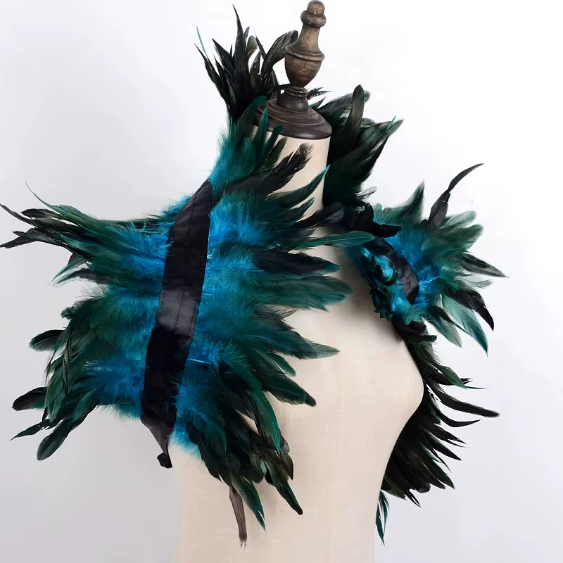 Col Cape en plumes véritable, Design gothique de cygne pour femmes, spectacle sur scène d'halloween,
