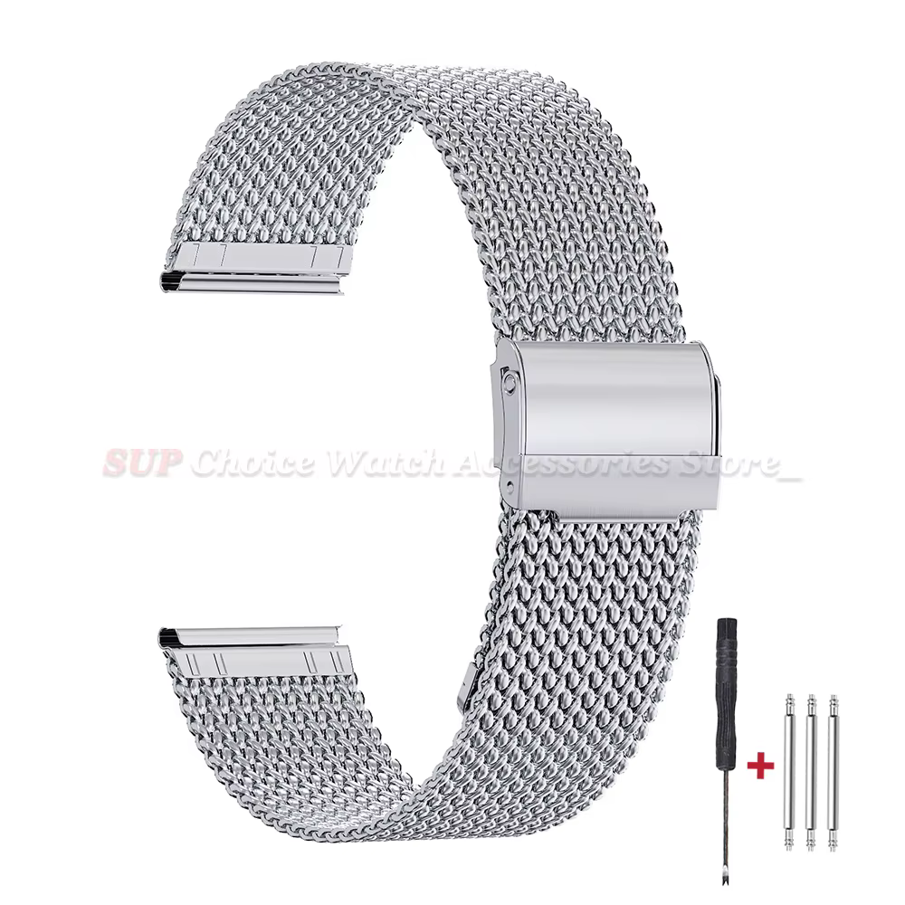 Bracelet de montre en maille milanaise pour Rolex, en acier inoxydable, avec boucle pliante DW, 16mm