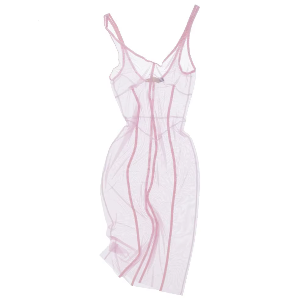 Robe cache-cœur sans manches en maille transparente, dos nu, taille cintrée, couleur unie, à fines b
