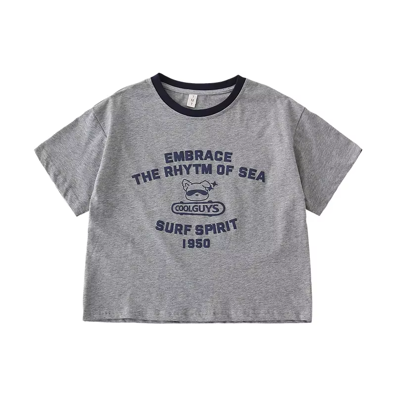T-Shirt gris à manches courtes, ensemble assorti pour la famille, tenue d'été Pure, vêtements pour g