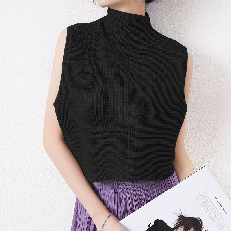 Gilet tendance à col montant pour femme, idéal pour l'été, à porter avec un t-shirt ample, comme sou