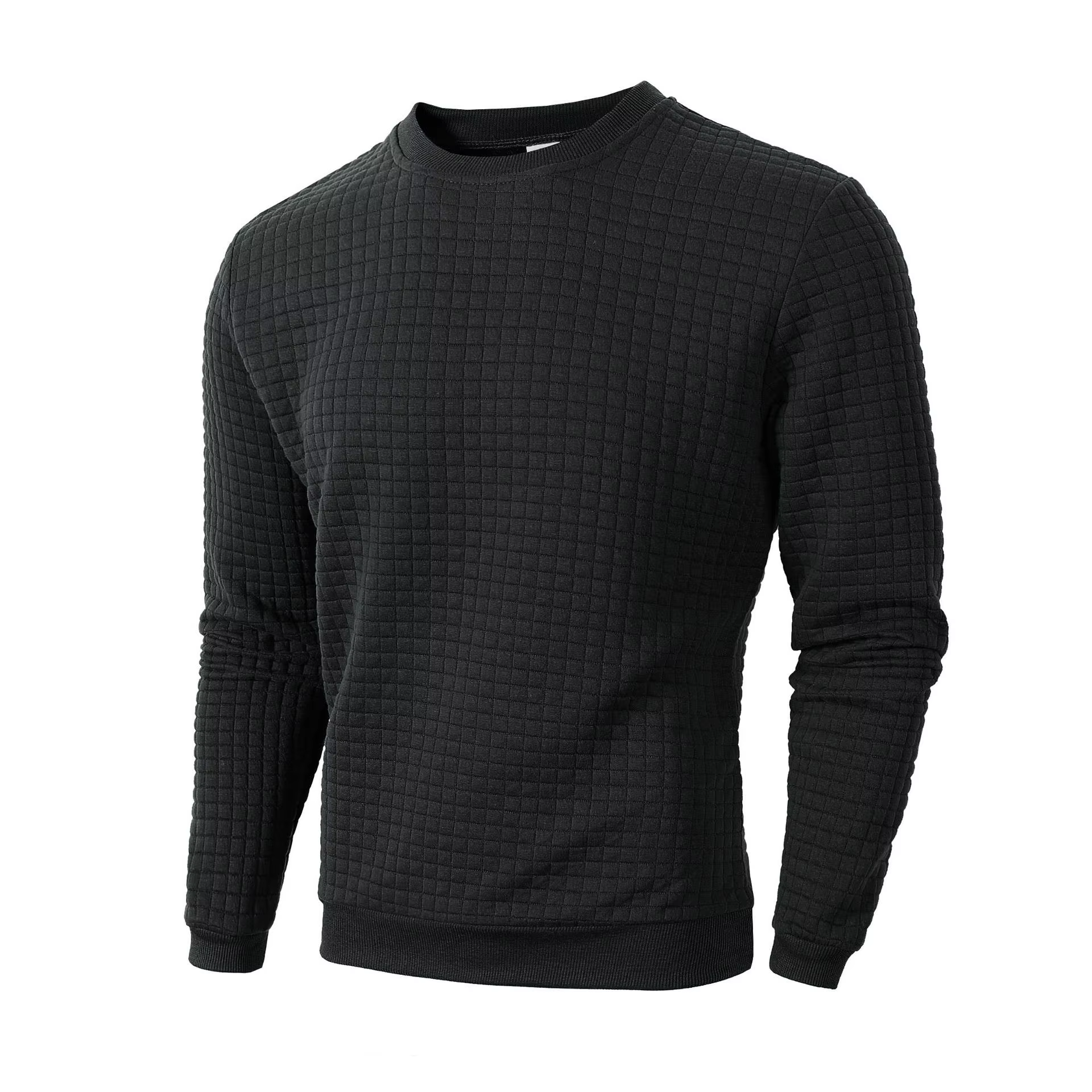 Nouveaux Sweat-shirts à Col Rond pour Hommes 2026 – Pulls à Manches Longues à Carreaux Unis Tendance