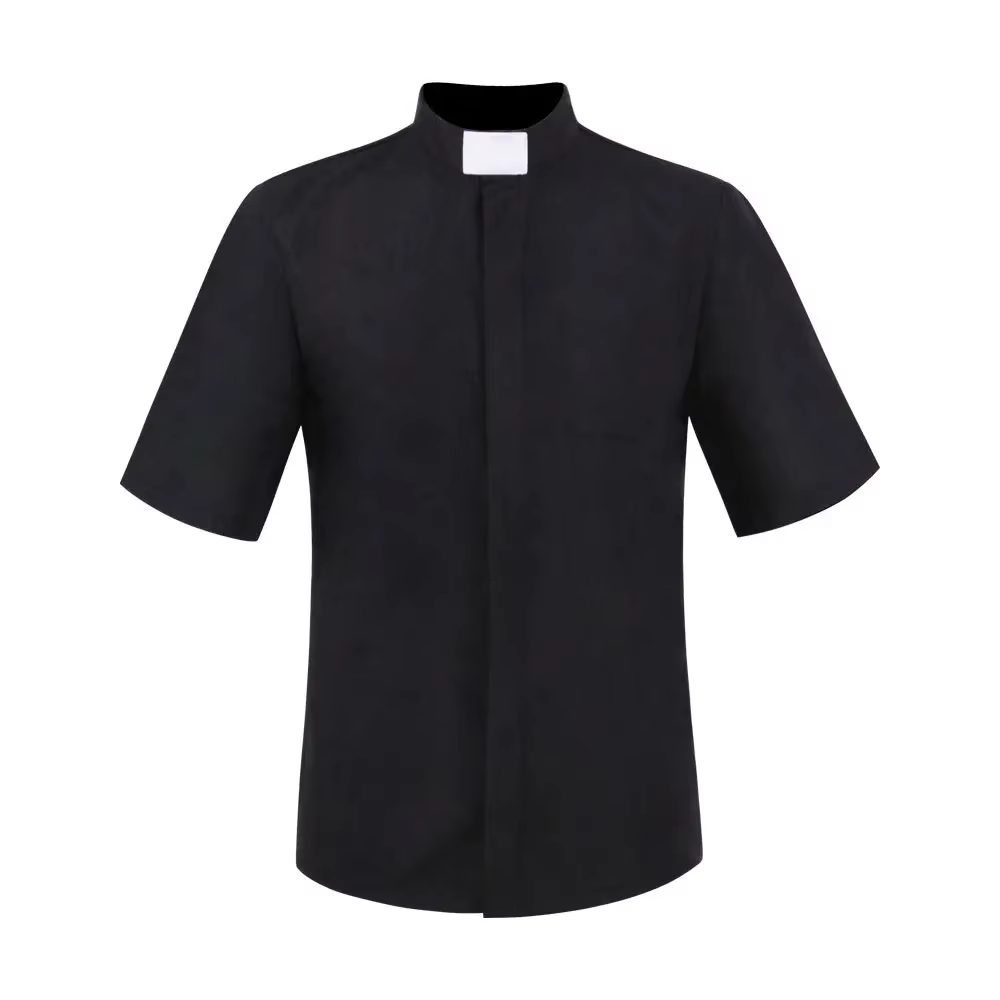 Chemise col prêtre hommes clergé debout église catholique ministre prédicateur été à manches courtes