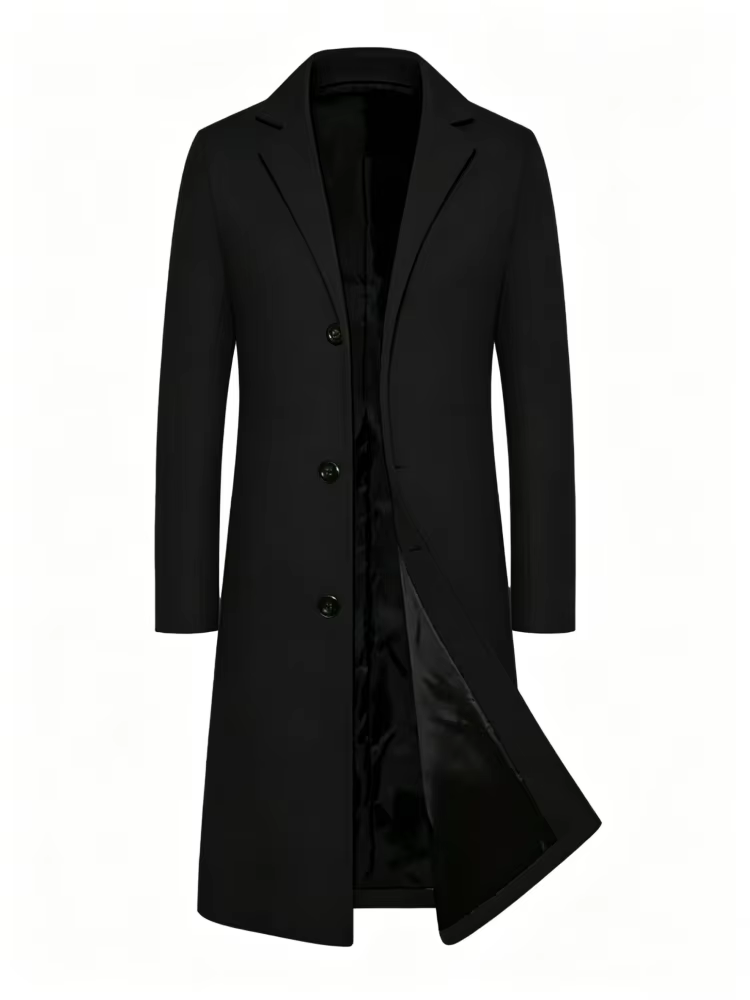 Manteau long pour homme, style britannique, coupe-vent, longueur genou, col classique, double bouton