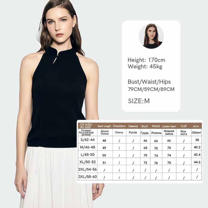 Amii – Haut en tricot pour femme, nouvelle collection été 2026, style chinois, pull licou, col manda
