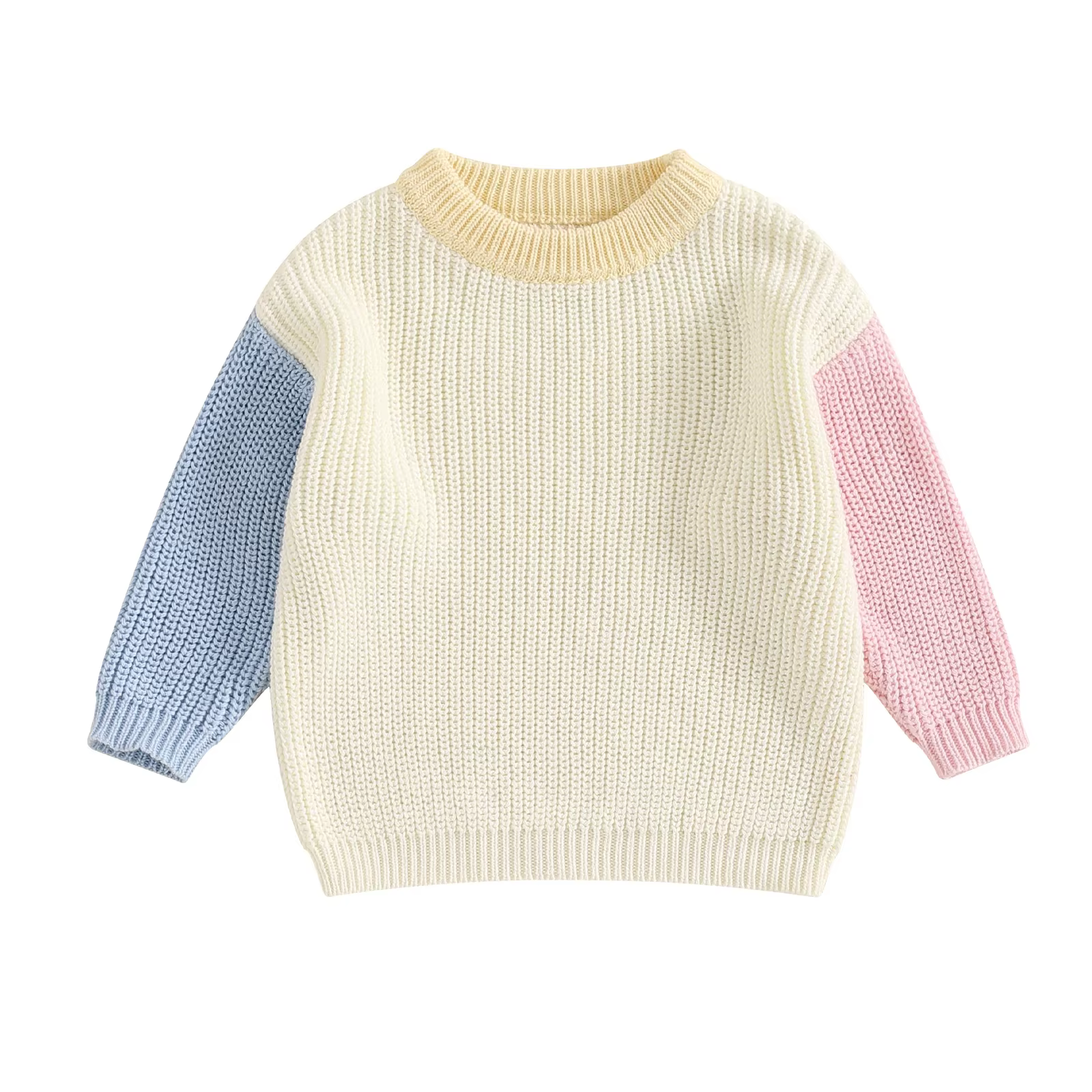 MISOWMNJOY nouveau-né bébé pull filles garçons tricoté à manches longues automne hiver contraste cou