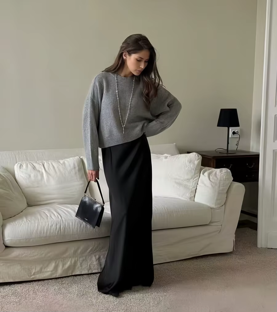 FSMG – pull tricoté à col rond pour femmes, ample, manches longues, taille haute, décontracté, épais