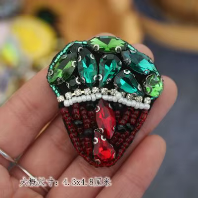 Harvey-Broche perlée en biscuits avec paillettes de fruits d'ananas, patchs d'appliques, manteau de