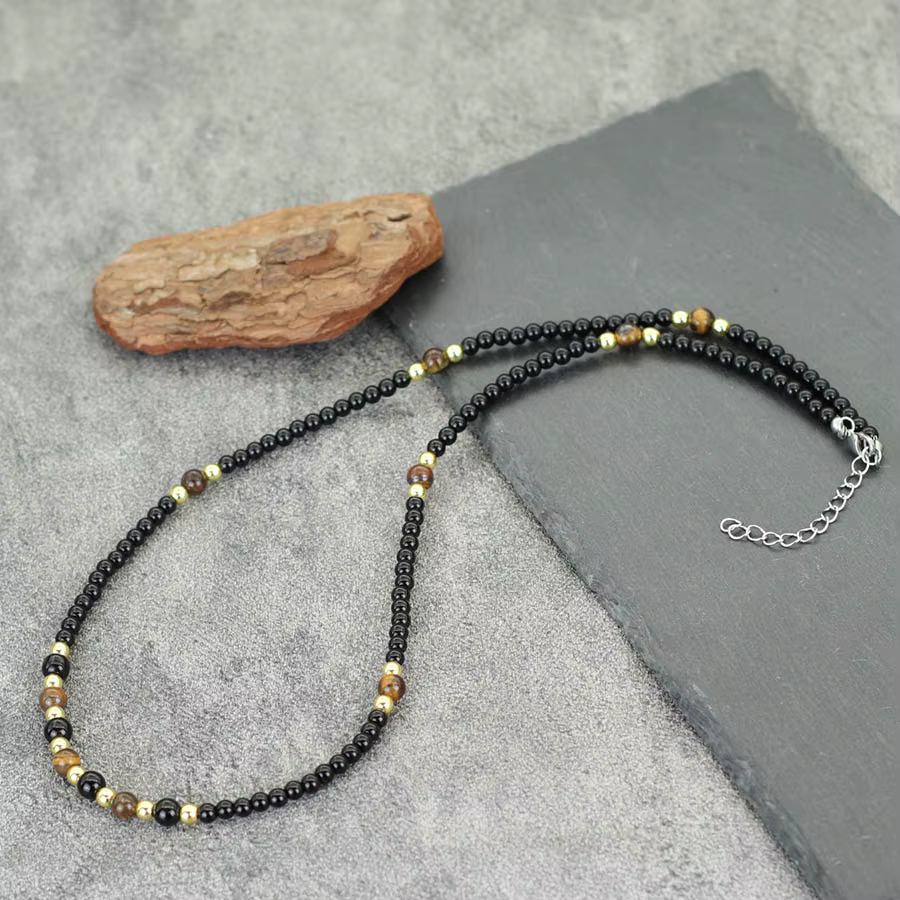 Collier élégant en pierre naturelle pour hommes, fait à la main, Long collier de 23 pouces, pierre d