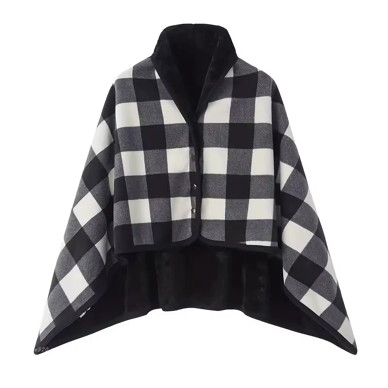 Couverture polaire à carreaux portable avec bouton, imperméable, chaude, pour canapé-lit, voyage, ch