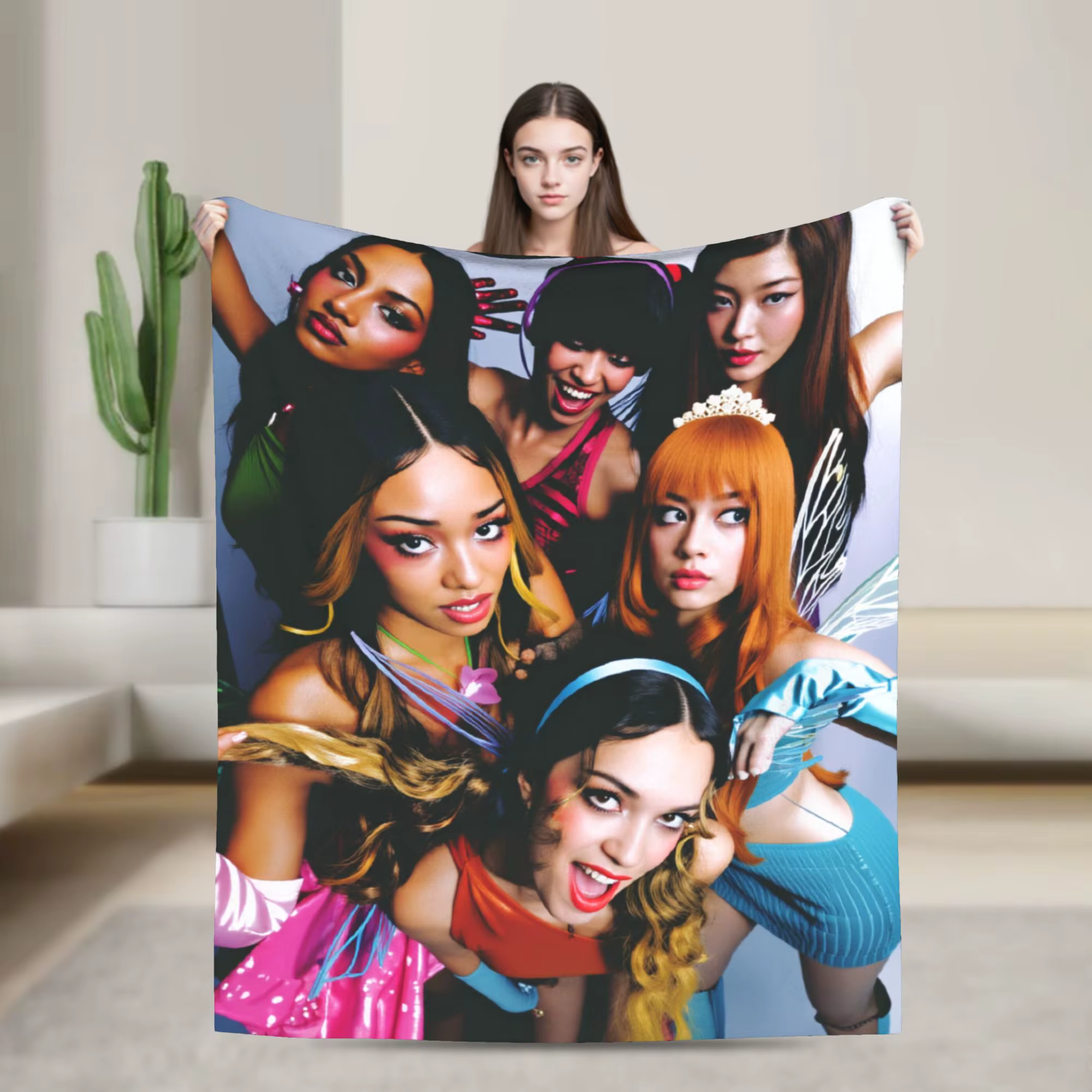 Katseye Kpop filles couverture chaude douce confortable en peluche jeter couverture pour étudiants c
