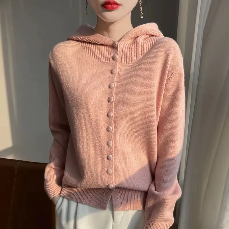 100% laine mérinos pull Cardigan femmes mode coréenne manteau couleur unie haut 2025 printemps/autom