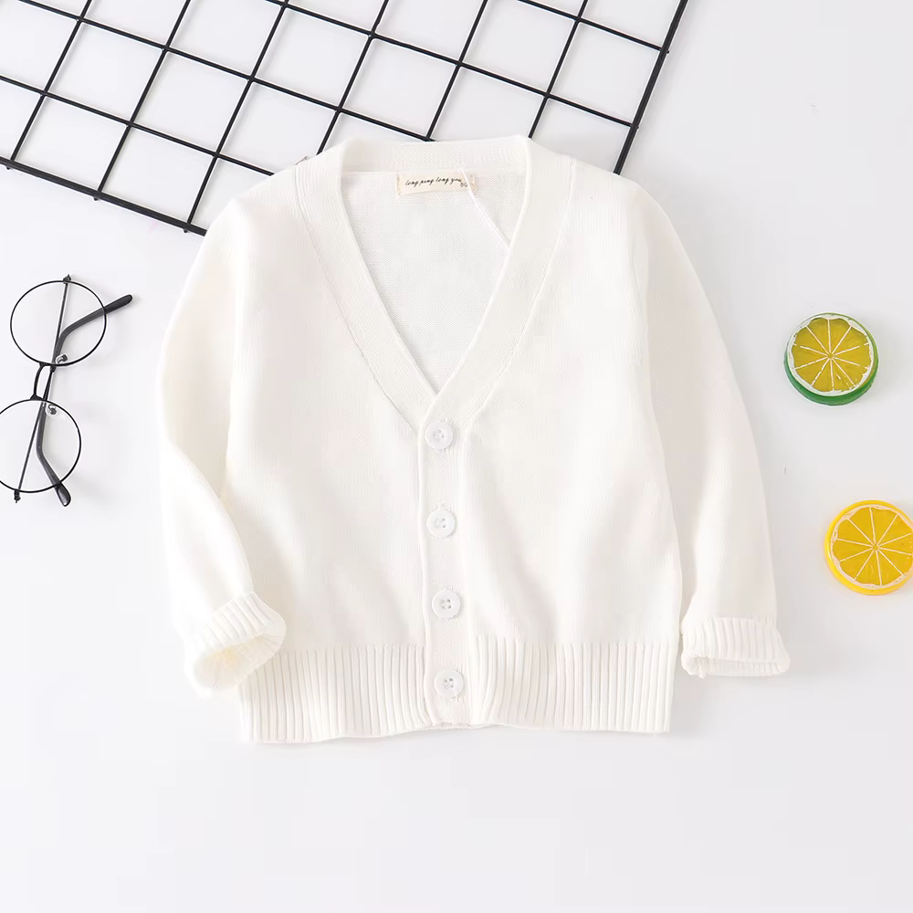 Cardigan à Manches sulfet Col en V pour Bébé Garçon et Fille de 2 à 9 Ans, Pull Décontracté, Polyval